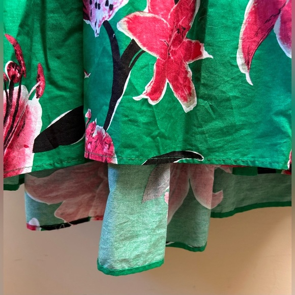Zara Green Floral Midi Dress with Pink Highlights - Picture 4 of 5
